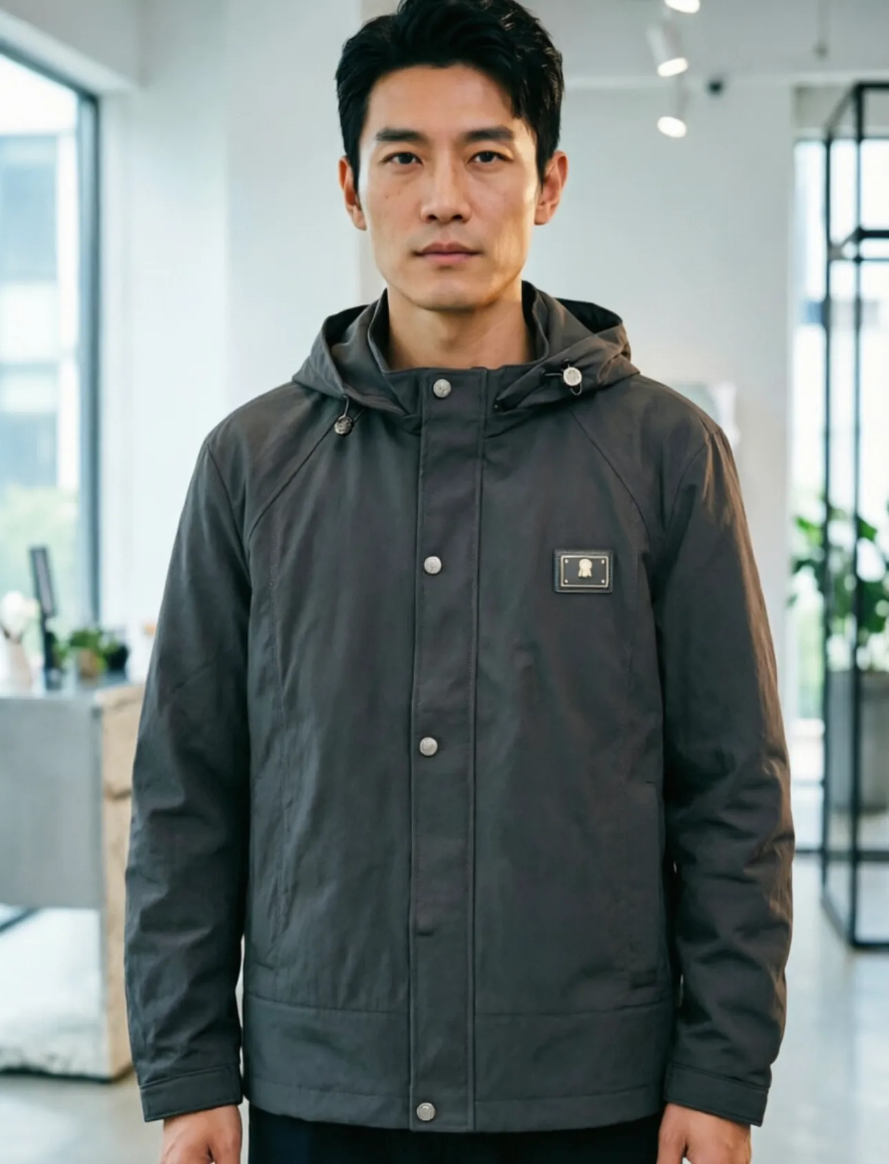 Upper body material picture Brunello Cucinelli 26fw BC early autumn New Arrival leather label hooded casual jacket (black)